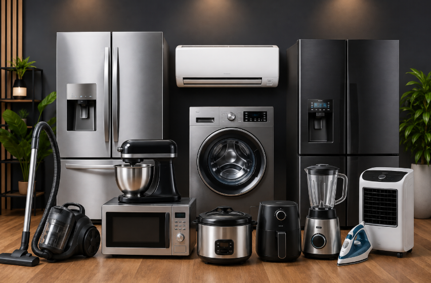 Home appliances zone with refrigerators and kitchen appliances at Novelty Telecom